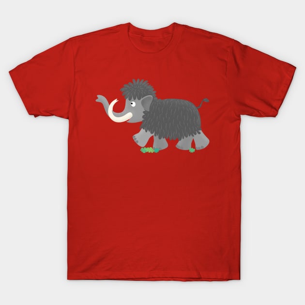 Happy woolly mammoth cartoon illustration T-Shirt by FrogFactory